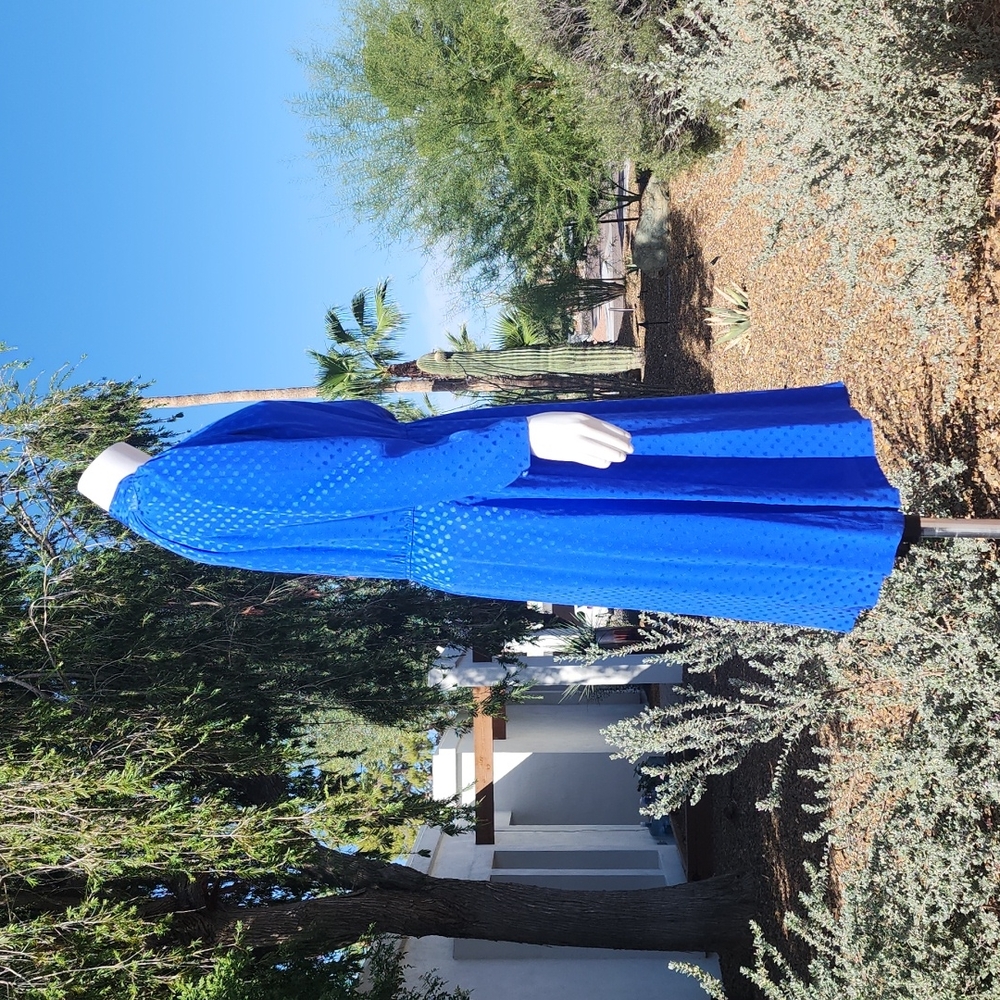 VINTAGE 1980s KOREA SAINT ROMEI Royal Blue Silk Dress 6 M Korean Fashion Wrap - Picture 5 of 16